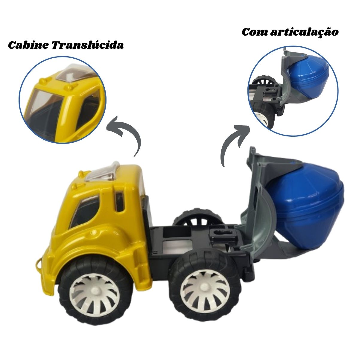 Brinquedo Caminhão Betoneira Amarelo Com Azul - Smiling Kids Brinquedo Caminhão Betoneira Amarelo Com Azul - Smiling Kids